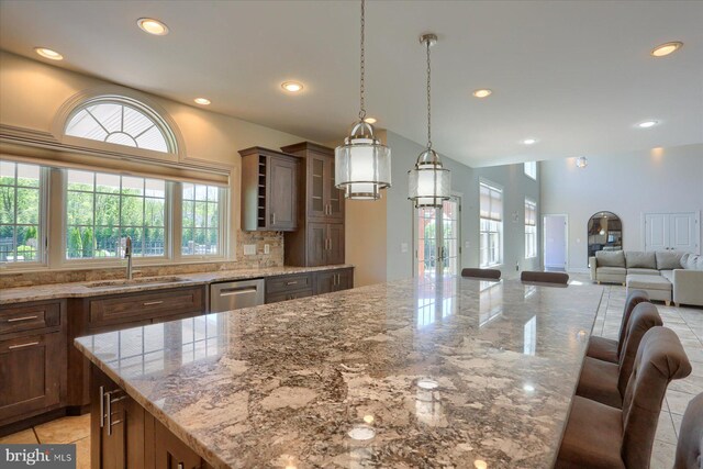 121 Rich Valley Rd, Mechanicsburg, PA 17050 - kitchen with a spacious island, dishwasher, a sink, open floor plan, and recessed lighting