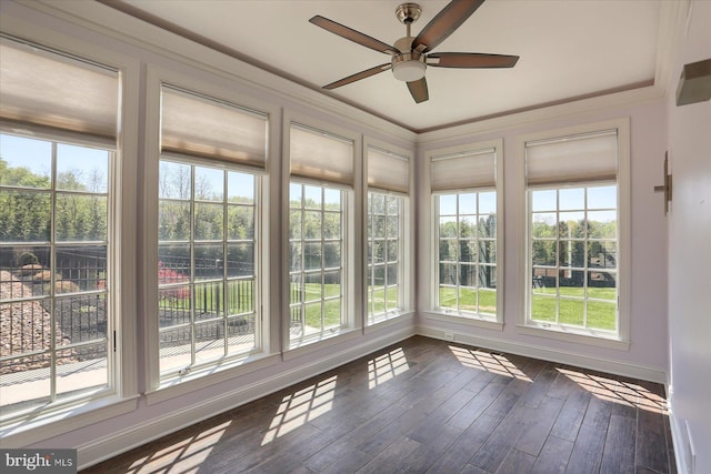 121 Rich Valley Rd, Mechanicsburg, PA 17050 - unfurnished sunroom featuring crown molding, baseboards, a wealth of natural light, and hardwood / wood-style flooring