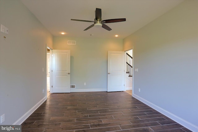 121 Rich Valley Rd, Mechanicsburg, PA 17050 - empty room featuring visible vents, dark wood-type flooring, ceiling fan, and recessed lighting