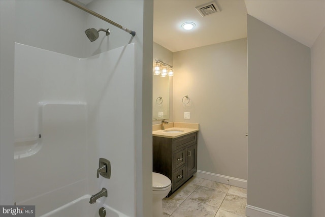 121 Rich Valley Rd, Mechanicsburg, PA 17050 - full bathroom featuring visible vents, vanity, tub / shower combination, toilet, and baseboards