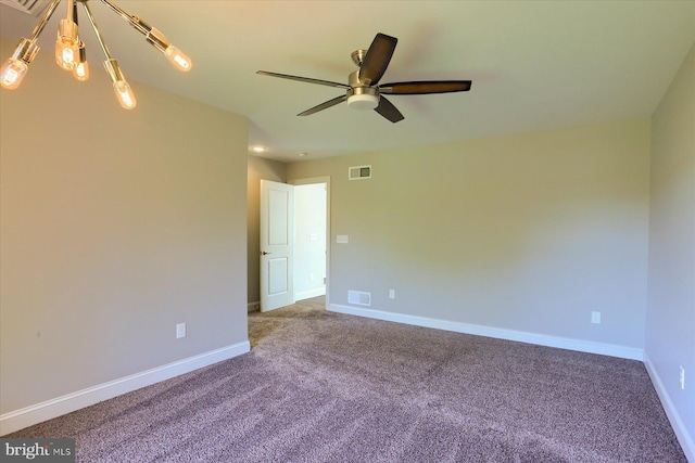 121 Rich Valley Rd, Mechanicsburg, PA 17050 - carpeted empty room featuring baseboards, a ceiling fan, and visible vents