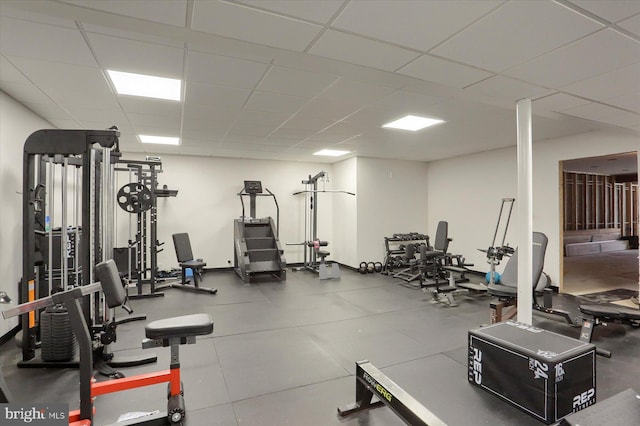 121 Rich Valley Rd, Mechanicsburg, PA 17050 - exercise room featuring a paneled ceiling