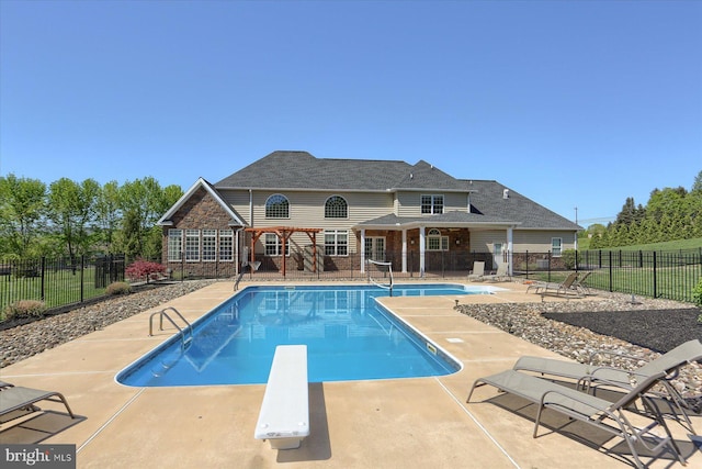 121 Rich Valley Rd, Mechanicsburg, PA 17050 - view of pool featuring fence, a fenced in pool, a patio, and a diving board