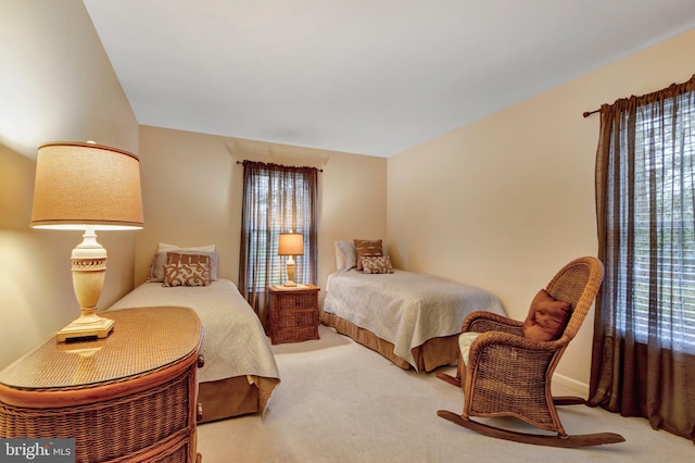 bedroom with carpet flooring and multiple windows