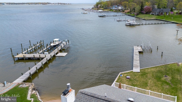 view of dock featuring a water view