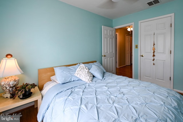 bedroom with visible vents