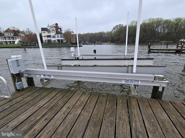 dock area featuring a water view