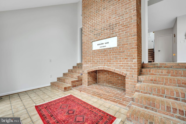 38528 Lime Kiln Rd, Middleburg, VA 20117 - unfurnished living room with tile patterned floors, stairway, and baseboards