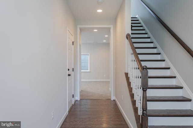3393 Monterey Dr, Rockingham, VA 22801 - staircase with baseboards, recessed lighting, and wood finished floors