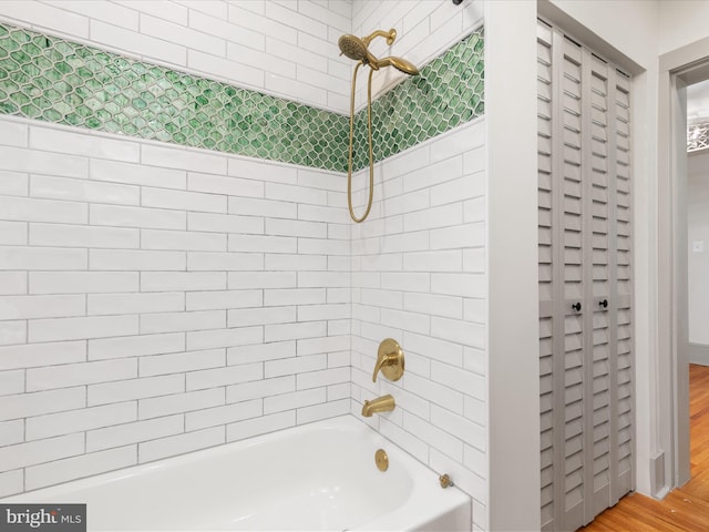 803 Berryville Ave, Winchester, VA 22601 - bathroom with wood finished floors and  shower combination