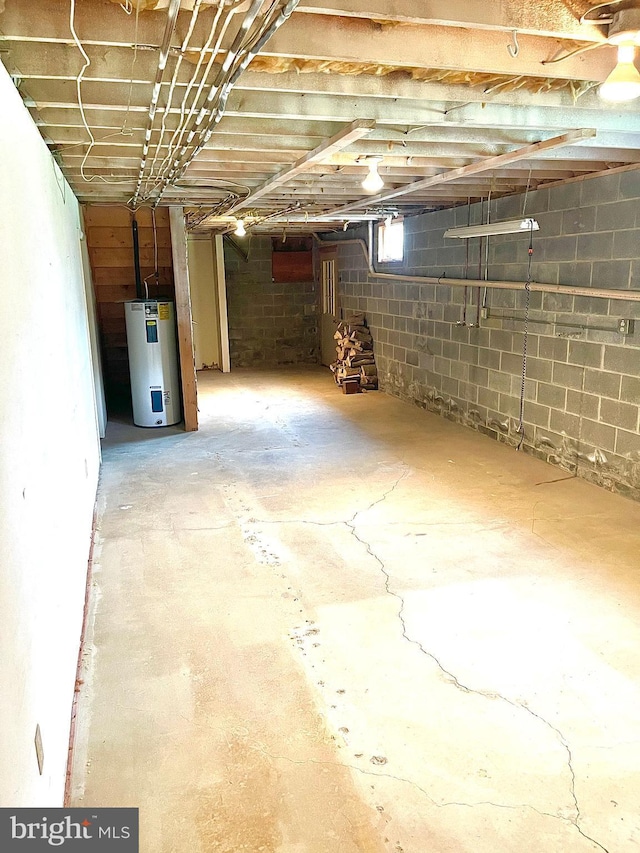 basement with water heater