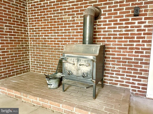 details featuring a wood stove