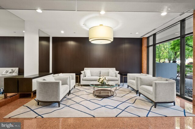 1530 Key Blvd Unit 528, Arlington, VA 22209 - community lobby with a wall of windows and recessed lighting