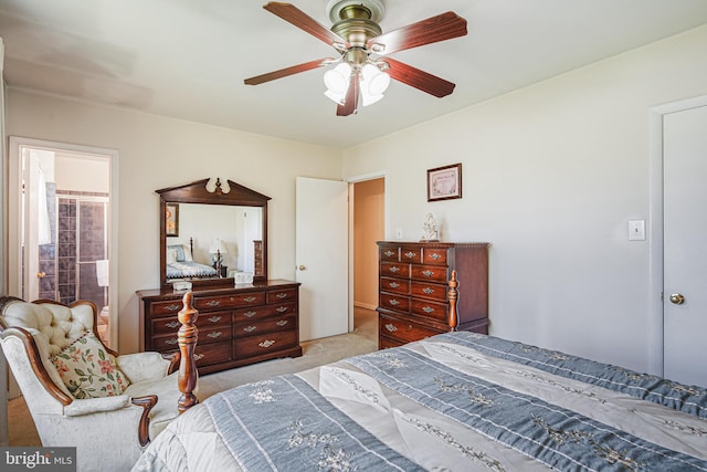 bedroom featuring carpet floors and a ceiling fan
