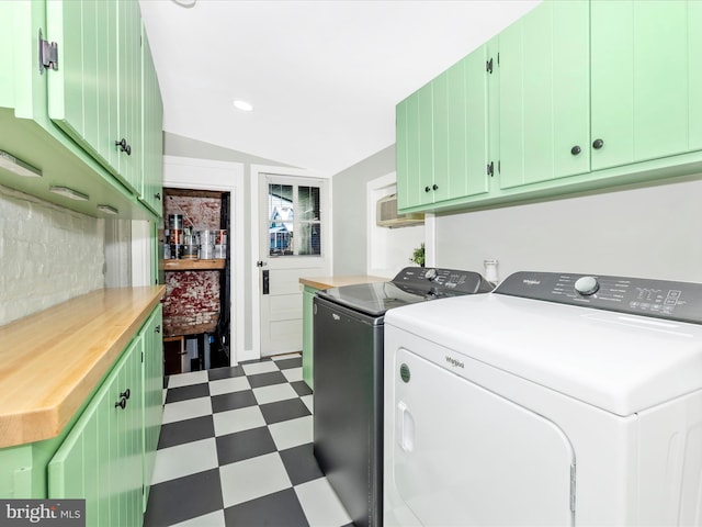 435S Market St, Frederick, MD 21701 - laundry room featuring dark floors, recessed lighting, cabinet space, and washer and clothes dryer