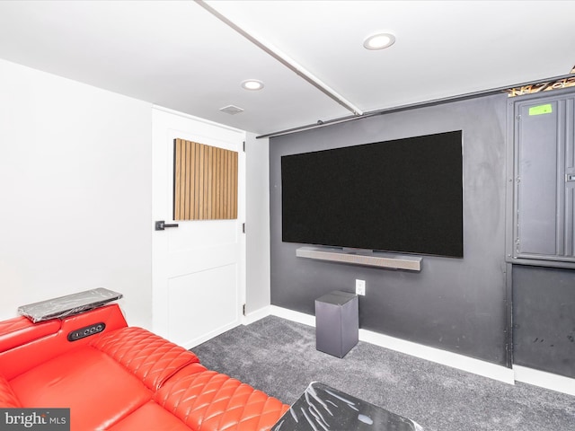 435S Market St, Frederick, MD 21701 - home theater room with baseboards, recessed lighting, and carpet flooring