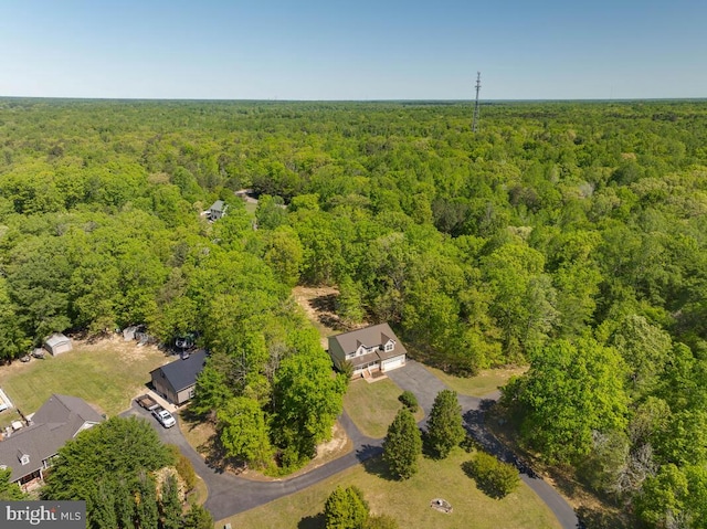 drone / aerial view of a heavily wooded area