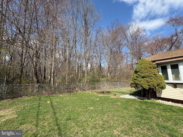 view of yard featuring a fenced backyard