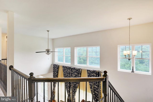 18010 Dave Anne Cir, Stewartstown, PA 17363 - stairs featuring a chandelier and ceiling fan