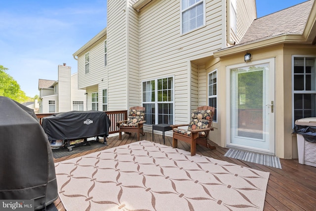 view of patio with a deck and grilling area