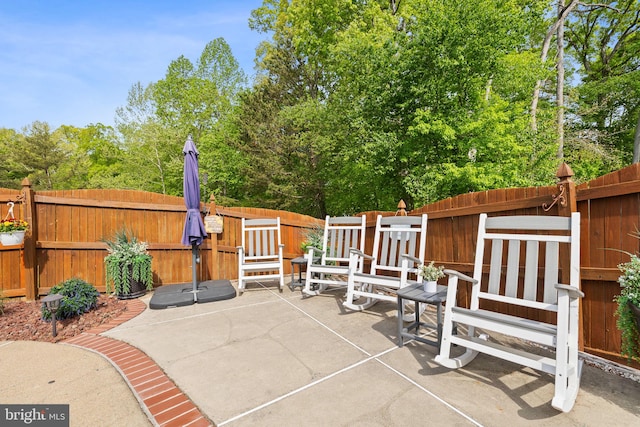 view of patio / terrace featuring a fenced backyard