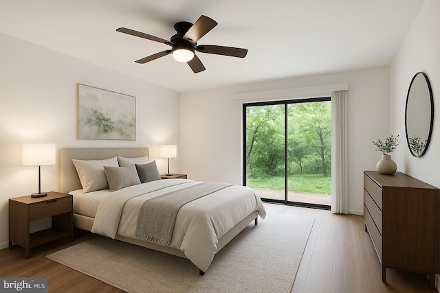 75 Ashlar Hill Ct Unit 75, Baltimore, MD 21234 - bedroom featuring access to outside, light wood-style flooring, baseboards, and ceiling fan