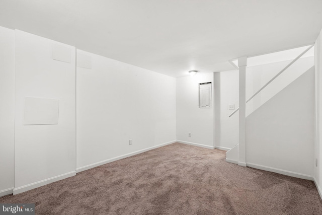 finished below grade area with carpet floors and baseboards