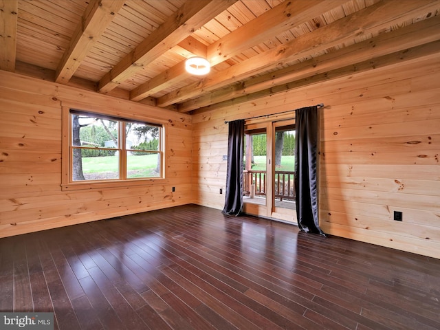 1918 Friedensburg Rd, Reading, PA 19606 - unfurnished room featuring beamed ceiling, wooden walls, a wealth of natural light, and wood ceiling
