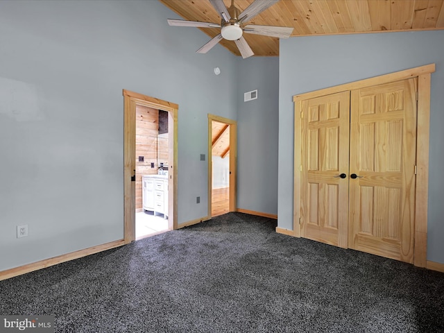 1918 Friedensburg Rd, Reading, PA 19606 - unfurnished bedroom with wood ceiling, baseboards, carpet flooring, and visible vents