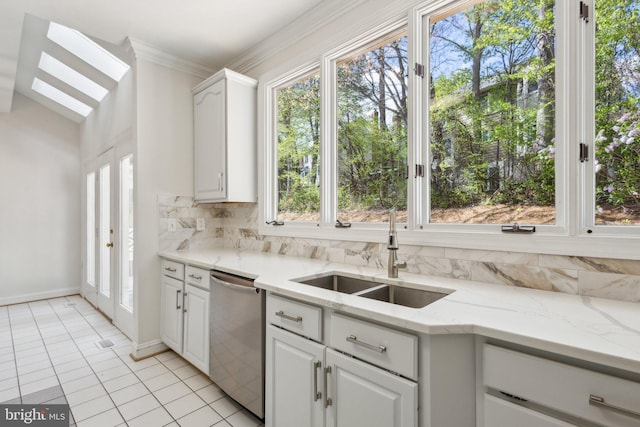 9313 Braymore Cir, Fairfax Station, VA 22039 - kitchen with backsplash, dishwasher, a healthy amount of sunlight, and a sink
