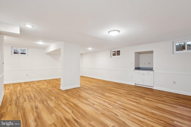 9313 Braymore Cir, Fairfax Station, VA 22039 - basement featuring baseboards, light wood-style floors, and recessed lighting