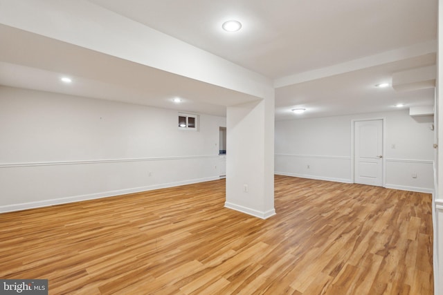 9313 Braymore Cir, Fairfax Station, VA 22039 - finished below grade area featuring light wood-style flooring, baseboards, and recessed lighting