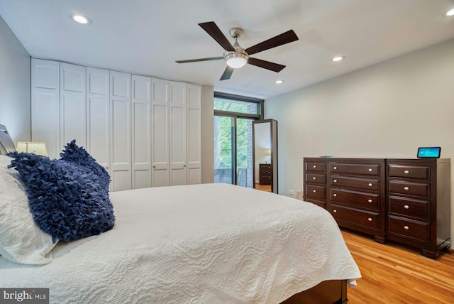 1273 Delaware Ave SW Unit 66, Washington, DC 20024 - bedroom featuring light wood-style flooring, recessed lighting, and ceiling fan