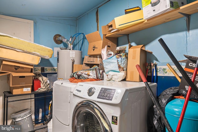 7020 Parsons Ln, Port Norris, NJ 08349 - laundry area with washer and dryer and water heater