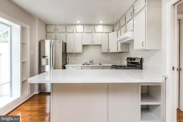 5310 Orchardson Ct, Fairfax, VA 22032 - kitchen with stainless steel appliances, a sink, under cabinet range hood, light countertops, and recessed lighting