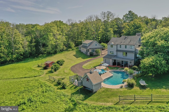 110 Clay Ridge Rd, Ottsville, PA 18942 - view from above of property with a pool and a heavily wooded area