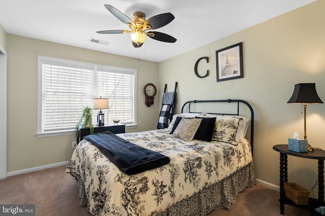 109 Aulee Ct, Winchester, VA 22602 - carpeted bedroom with visible vents, a ceiling fan, and baseboards