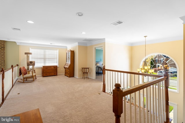 109 Aulee Ct, Winchester, VA 22602 - interior space with a wealth of natural light, a notable chandelier, carpet flooring, and visible vents