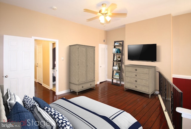 506 S 11th St Unit 33, Philadelphia, PA 19147 - bedroom with baseboards, ceiling fan, and dark wood finished floors