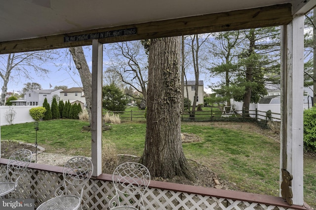 view of yard featuring a fenced backyard