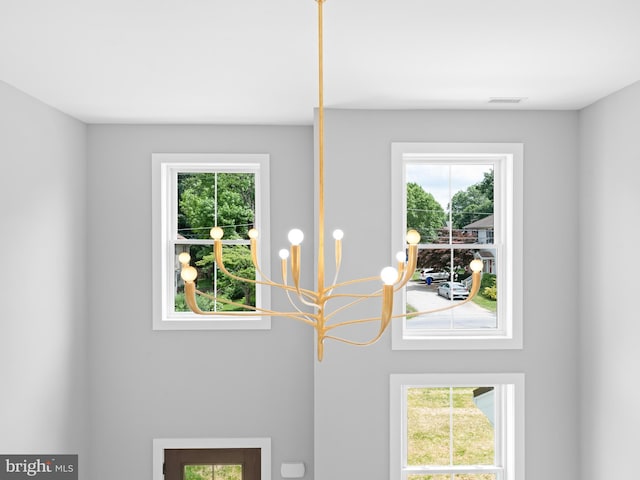 room details with a notable chandelier
