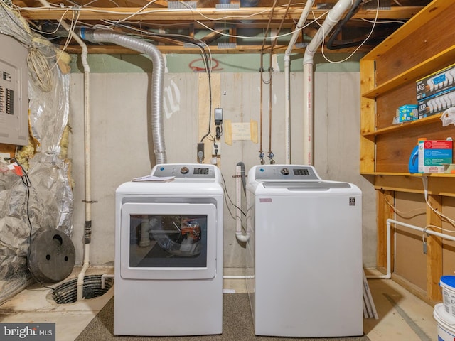 653 Willowby Run, Pasadena, MD 21122 - laundry area with washing machine and dryer, electric panel, and laundry area