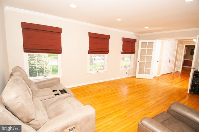 7 Briarwood Dr, Princeton Junction, NJ 08550 - living room featuring baseboards, ornamental molding, recessed lighting, and wood finished floors