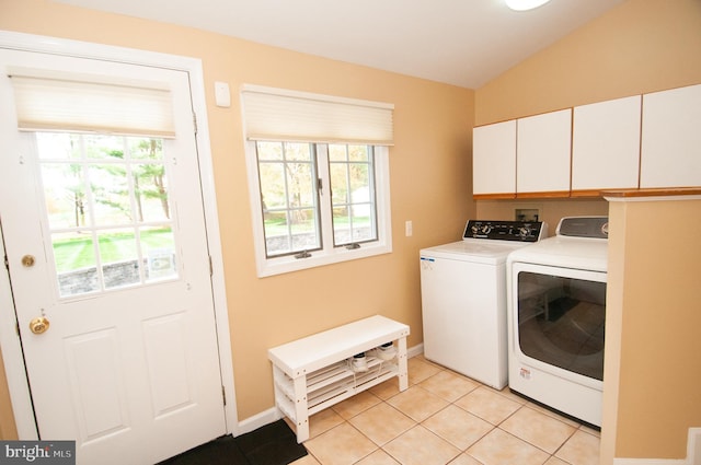 7 Briarwood Dr, Princeton Junction, NJ 08550 - clothes washing area with baseboards, cabinet space, washer and dryer, and a wealth of natural light
