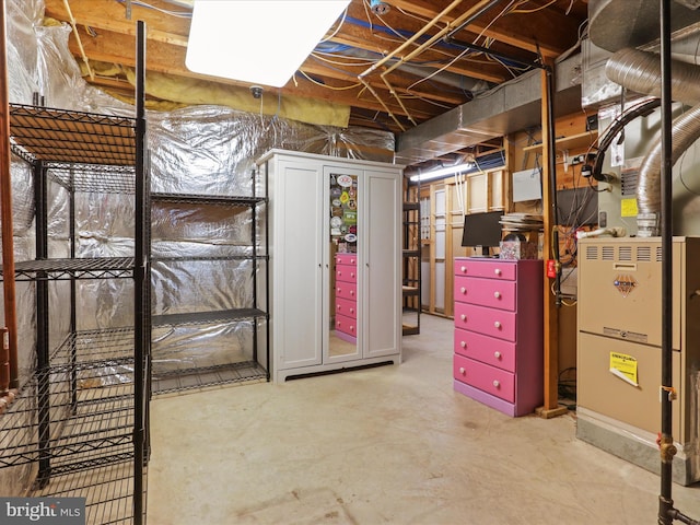 view of unfinished basement