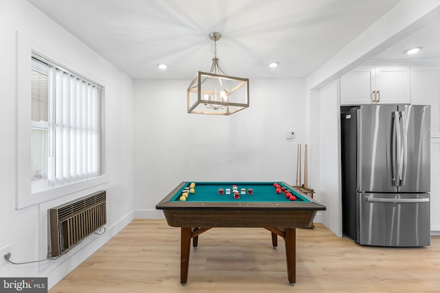 615 Salt Spray Rd Unit 3E, Ocean City, MD 21842 - playroom featuring recessed lighting, pool table, light wood-type flooring, and baseboards