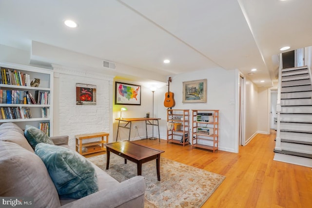 1809 12th St NW, Washington, DC 20009 - living area with stairway, wood finished floors, and recessed lighting