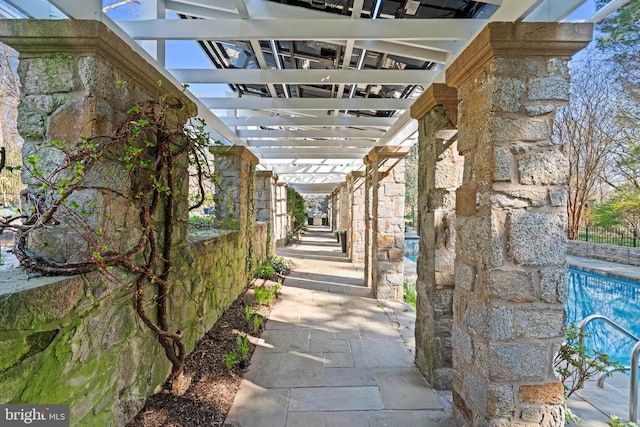 view of patio with a pergola