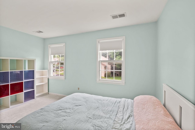carpeted bedroom with multiple windows and baseboards
