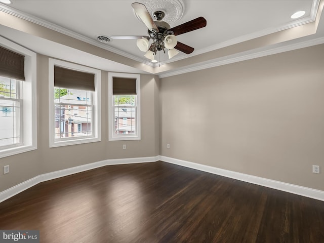 13 N Allegany St, Cumberland, MD 21502 - spare room featuring plenty of natural light, dark wood finished floors, ceiling fan, baseboards, and ornamental molding